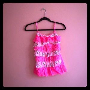 Pink Laced Tank Top